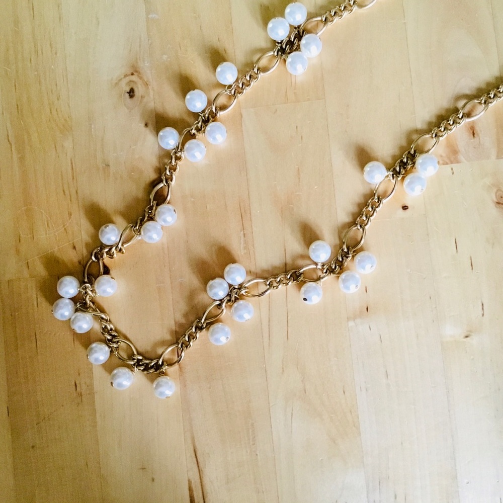J. Crew gold chain and pearl cluster Necklace